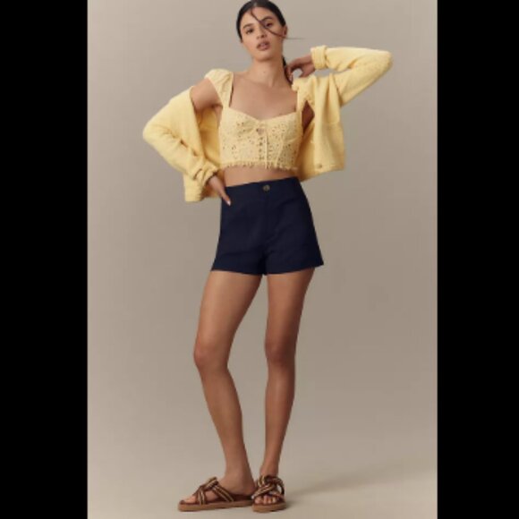 Brand New By Anthropologie Puff-Sleeve Eyelet Corset Top - Picture 3 of 5